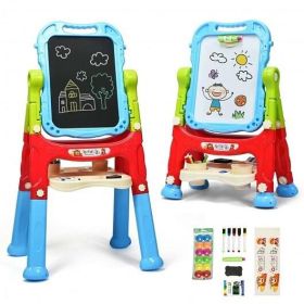 Height Adjustable Kids Art Easel Magnetic Double Sided Board-Pink
