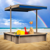 Children's Wooden Sandbox with Adjustable Canopy, Sand box with cover for Garden, Sand Pit for Kids Wood Playset Beach Patio Outdoor Backyard - Upgrad