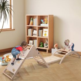 4-In-1 Pikler Triangle Gym Set with Sliding Ramp, Arch Climber, Rocker, Toddler Playground, Baby Climbing Toy Indoor, Convertible Wood Play Structure,