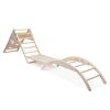4-In-1 Pikler Triangle Gym Set with Sliding Ramp, Arch Climber, Rocker, Toddler Playground, Baby Climbing Toy Indoor, Convertible Wood Play Structure,