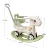 Rocking Horse for Toddlers, Balance Bike Ride On Toys with Push Handle,Backrest and Balance Board for Baby Girl and Boy, Unicorn Kids Green color