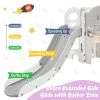 Kids Slide Playset Structure 9 in 1, Freestanding Spaceship Set with Slide, Arch Tunnel, Ring Toss, Drawing Whiteboardl and Basketball Hoop for Toddle