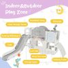 Kids Slide Playset Structure 9 in 1, Freestanding Spaceship Set with Slide, Arch Tunnel, Ring Toss, Drawing Whiteboardl and Basketball Hoop for Toddle