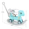Rocking Horse for Toddlers, Balance Bike Ride On Toys with Push Handle, Backrest and Balance Board for Baby Girl and Boy, Unicorn Kids Riding Birthday