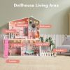 ROBOTIME Wooden Dollhouse Spring Garden Dreamhouse for Kids Toddler with Light