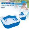 84 in. L x 82 in. W x 27 in. H Blue 2-Seat Rectangle Inflatable Pool Family Paddling Pool with Headrest Cup Holder