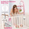Musical Crib Mobile for Girls Baby Musical Crib Bed Bell Nursery Mobile with 12 Melodies 5 Flower Rattles 3 Modes Volume Adjustment Newborn Gift