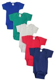Unisex Baby 5 Pc Onezies (Color: Blue/Green/Grey/Red/Navy, size: large)