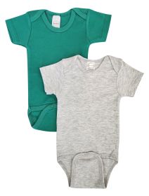 Unisex Baby 2 Pc Onezies (Color: Green/Grey, size: medium)