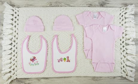 6 Pc Layette Baby Clothes Set (Color: Pink, size: large)