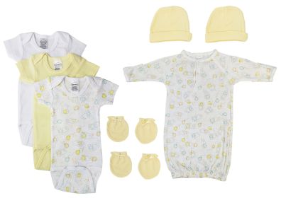Unisex Baby 10 Pc Layette Sets (Color: White/Yellow, size: medium)
