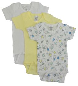 Girls Printed Short Sleeve Variety Pack (Color: White/Yellow/Print, size: small)