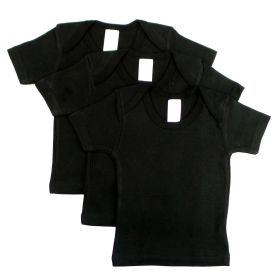 Black Short Sleeve Lap Shirt (Pack of 3) (Color: Black, size: 18-24)