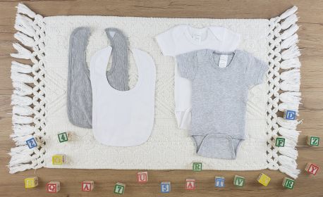 4 Pc Layette Baby Clothes Set (Color: White/Grey, size: large)