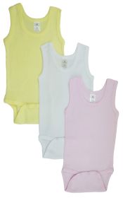 Girls Tank Top Onezies (Pack of 3) (Color: Pink/Yellow/White, size: medium)