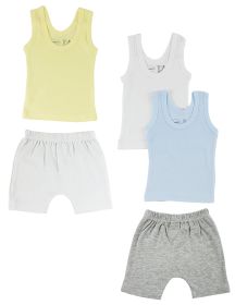 Boys Tank Tops and Shorts (Color: White/Grey, size: medium)