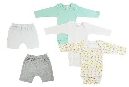 Infant Boys Long Sleeve Onezies and Shorts (Color: White/Grey, size: medium)
