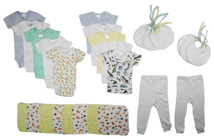 Boys 26 Piece Layette Set (Color: White/Blue, size: small)