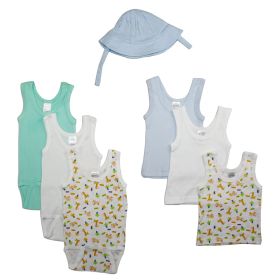 Boys Summer 7 Piece Layette Set (Color: White/Blue, size: large)