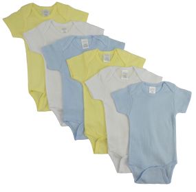 Pastel Boys Short Sleeve 6 Pack (Color: Blue/Yellow/White, size: small)
