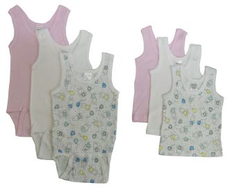 Girls Printed Tank Top Variety 6 Pack (Color: White/Blue, size: small)