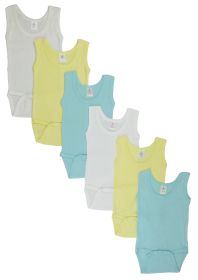 Boys Tank Top Onezies 6 Pack (Color: Blue/Yellow/White, size: medium)