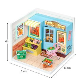 Robotime Rolife DW001 Super Creator Daily Plastic DIY Miniature House Cafe Energy Supply Store Building Block Sets CN Version (Style: DW003)