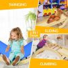 3-in-1 Wooden Climber Ladder Structure with Rock Climbing Ramp and Padding